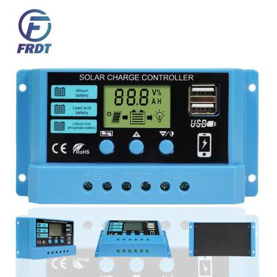 China Charger controller New 10 20 30a lithium iron lifepo4 battery charger regulators 12V 24V dual USB PWM automatic solar charge controller for sale