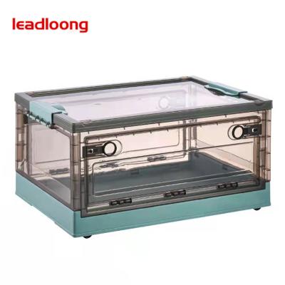 China Environmentally Friendly Plastic Stackable Clear Transparent Collapsible Collapsible Crate With Wheels Collapsible Boxes With Lid For Toy/Cloth/Snack/Home Use for sale