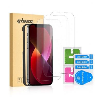 China For Hot Sale Galaxy S22 Amazone 3 Mobile Package Easy Installation 9h 2.5d Clear Premium Tempered Glass For Iphone 14 for sale