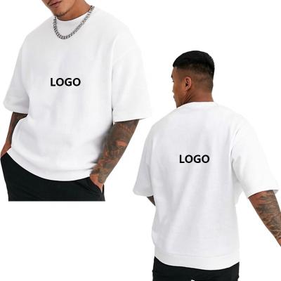 China Custom Embroidered Anti-Wrinkle Logo 100% Cotton White T-Shirt Dropped Shoulders Blanket Plain Oversized Men's T-Shirt for sale