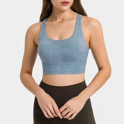 China Breathable wholesale impack high padded crossback ladies sports bra for women for sale