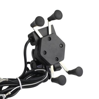 China Hot Sale Adjustable X Handle Motorcycle Phone Mount Motor With Usb Charger Motorbike Mobile Phone Holder Motor Phone Holder Motorbike for sale