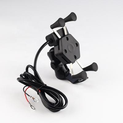 China Universal 1USB Motorcycle Bike Handlebar Mounted Mobile Phone Holder With Usb Charger For 3.5-6 Inch Mobile Phone for sale