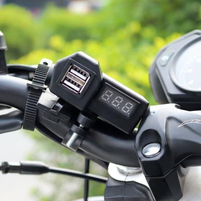 China High Quality Waterproof Dual USB Charger 3.4A USB Charger Motorcycle Dual USB Phone Charger With Voltmeter for sale