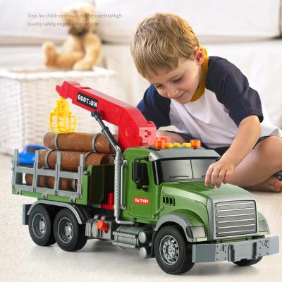 China Eco-friendly Material Farm Timber Transport Wagon Toys 1/12 Scale Model Car Give Toy woods Truck Mechanical Boom For Children Vehicle for sale