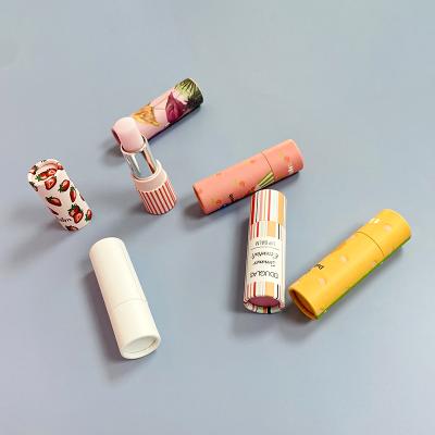 China Biodegradable Lip Balm Paper Packaging Custom Logo&Color Lip Gloss Round Paper Tubes for sale