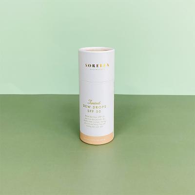 China Essential Oil Container White Gold Stamping Tubes Essential Oil Bottle Biodegradable Cosmetic Paper Packaging for sale