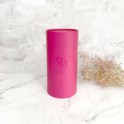 China Rose Red Creative Cylinder Packaging Paper Tubes Biodegradable Cardboard Biodegradable Clothing for sale