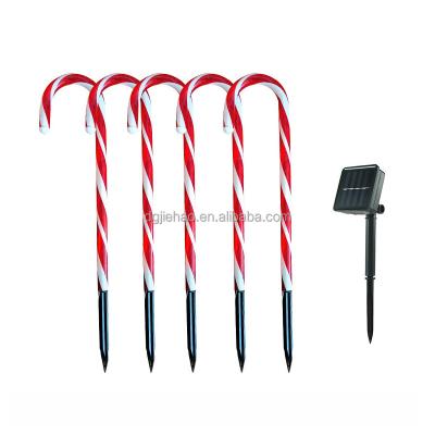 China Cane Stake Pathway Festival Christmas LED Candy Lights 5PCS Solar Power Umbrella Handle Light for sale