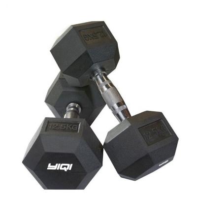 China Hot Gym Equipment Cheap Gym Equipment Dumbbell YIQI pesas dumbbell set rubber dumbbell high rubber dumbbell for sale