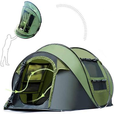 China Diagonal Tether Type 5 Person Turbo Life Cabin Camping Tent Outdoor Customized Long Camping Tent for sale