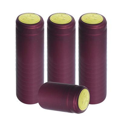 China Plastic Printed Design Heat Pvc Shrinkable Red Wine Bottle Capsule With Tear-Off Strip for sale