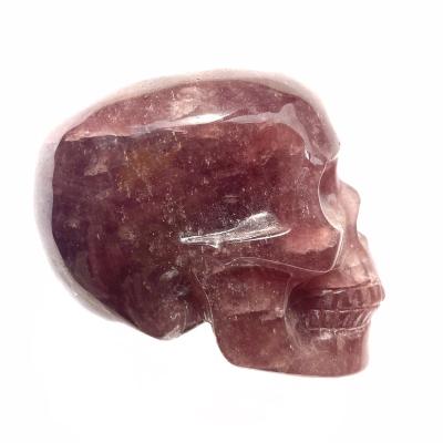 China China Wholesale Crystal Crafts Strawberry Quartz Stone Natural Healing Gift Carved Skulls For Home Decoration for sale