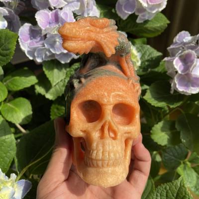 China China Wholesale Natural Special Carved Healing Gemstone Sunstone Gold Skulls Carving Crafts For Decoration for sale