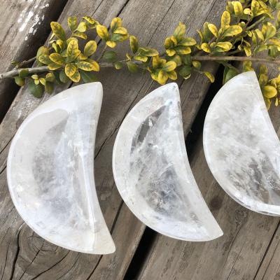 China China Wholesale Natural Moon Bowl Crystal Hand Carving Clear Quartz for Home Decoration for sale