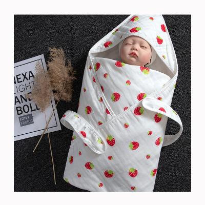 China No Fluorescence Washed 100% Cotton Gauze Ins Strawberry Little Little Yoda Covering Newborn Baby Wrapping Towels for sale