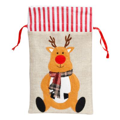 China Custom Printed Eco-Friendly Logo Linen Bag High Quality Christmas Gift Bags For Kids Xmas Drawstring Bag for sale