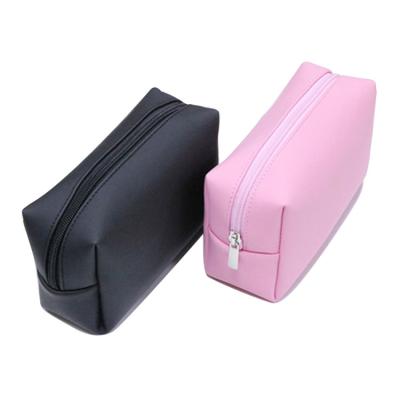 China Durable Low MOQ Wholesale Portable Pink Waterproof Fashion Cosmetic Organizer Bag Makeup , Pu Cosmetic Bags à venda