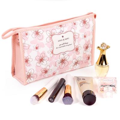 中国 Waterproof Custom Design Logo Digital Printing Pink Pu Travel Waterproof Women Makeup Cosmetic Bag 販売のため