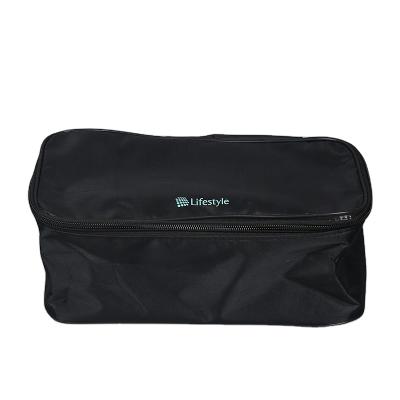 China Custom Fashion Logo Black Large Capacity Oxford Travel Toiletry Cosmetic Bag en venta