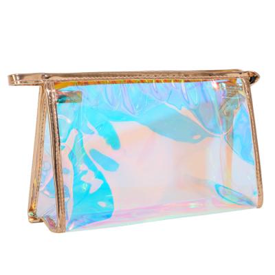 Cina Toiletroy Durable Bag Large Capacity Zipper Clear PVC Holographic Laser Hologram Cosmetic Bag in vendita