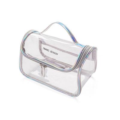 China Wholesale Durable Clear Holographic Cosmetic Makeup Bag Custom Logo Waterproof PVC Zipper Bag for sale