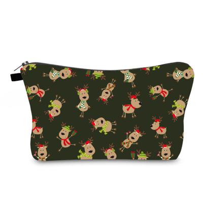 China New Hot Sale Christmas Waterproof Bag Deer Pattern Wash Custom Universal Travel Makeup Bag Printing Cosmetic Bag for sale