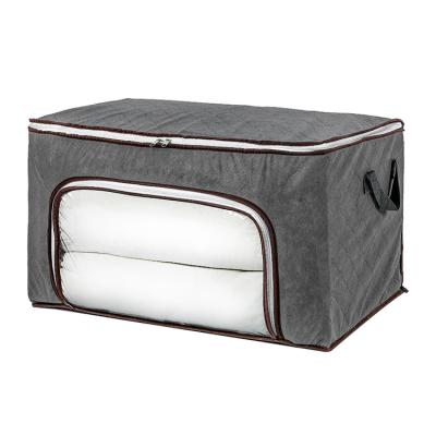 China Large Capacity Sustainable Comforter Storage Bags Transparent Window Folding Clothes Bedding Storage Organizer Under Bed Storage Boxes Te koop