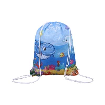 China Fashion Cartoon Pattern Waterproof Children Printing Custom Logo Cheap Kids Polyester Drawstring Backpack Bag for sale