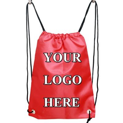 China Waterproof Custom Promtional Logo Gym Sport Polyester Drawstring Backpack Bag Personalized Polyest String Bag zu verkaufen