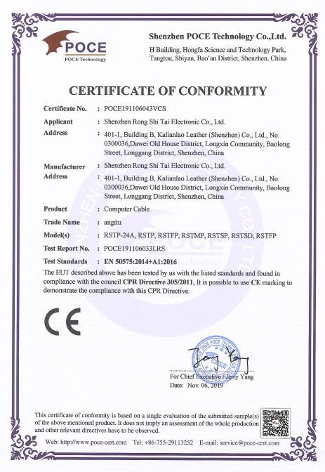 CE - Shenzhen Rong Shi Tai Electronic Co., Ltd.