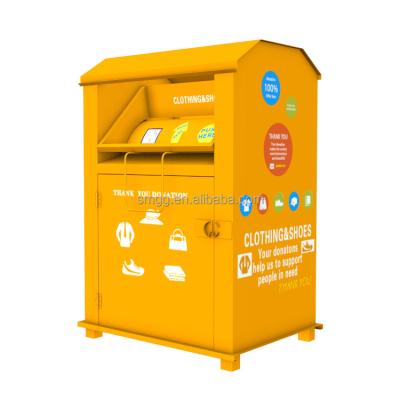 China Customized Large Stored Outdoor Apparel Donation Box Galvanized Sheet Powder Coated Book Recycle Bin for sale