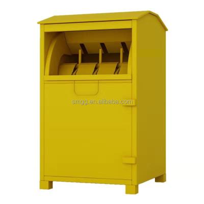 China Stocked Factory Charity Clothing Donation Box With Lock Metal Galvanized Steel Clothes Recycling Bins For Sale for sale