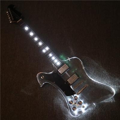 China Left Hand Acrylic Body Acrylic Body Music FB Series Afanti Electric Guitar with White LED Lights (PAG-134) for sale