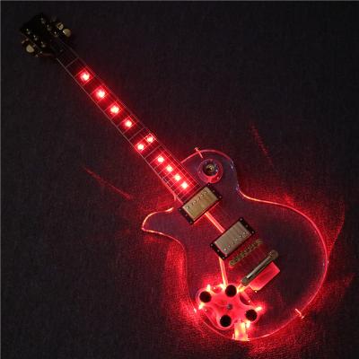 China Afanti Music Left Hand Acrylic Body Acrylic Electric Guitar with Red LED Lights (PAG-113) for sale