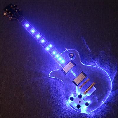 China Afanti Music Left Hand Acrylic Body Acrylic Electric Guitar with Blue LED Lights (PAG-114) for sale