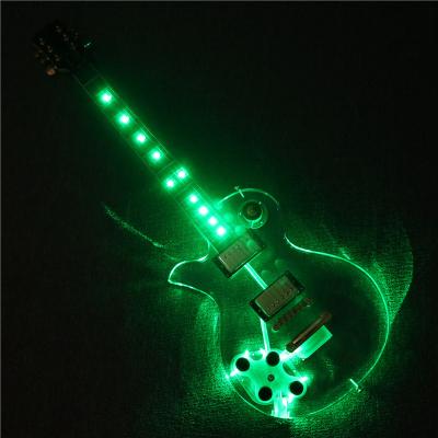 China Afanti Music Left Hand Acrylic Body Acrylic Electric Guitar with Green LED Lights (PAG-115) for sale