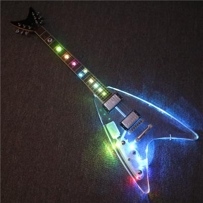 China Left Hand Acrylic Body Acrylic Music FV Series Afanti Electric Guitar with Changing LED Lights (PAG-160) for sale