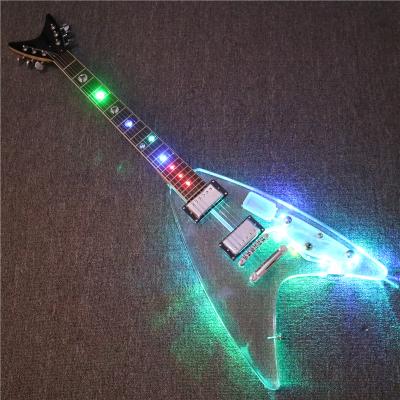 China Afanti Music FV Series Acrylic Colored Light Acrylic Electric Guitar for sale