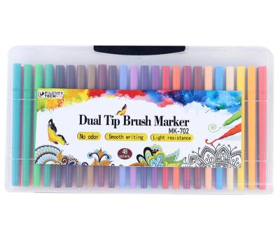 China 48 Dual Colors Water Based Tips Coloring Brush Marker For Calligraphy Drawing Sketching Coloring Book 702-48PP for sale