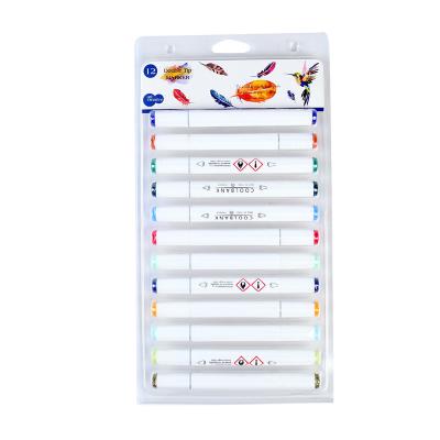 China 12 Colors Alcohol Based Markers Dual Tip Permanent Marker Pen Set Art Markers 701-12DB for sale