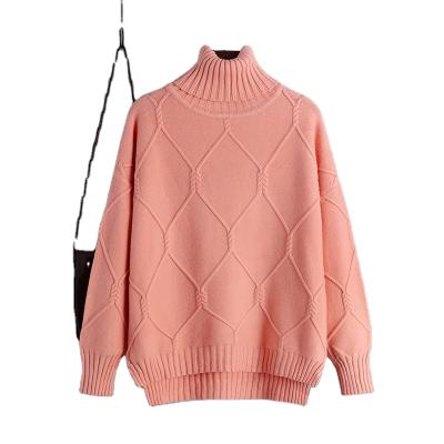 China Lattice Anti-wrinkle Women's Loose Fit Sweater High Neck Sweater Fashion Pattern New For Wearing for sale