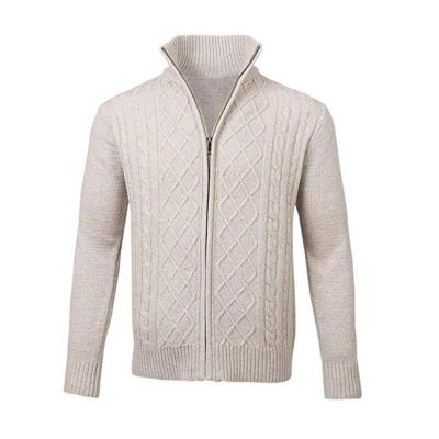 China Autumn and winter men's anti-shrink sweater thicken overcoat solid color long sleeves jacket cable cardigan 0546 for sale