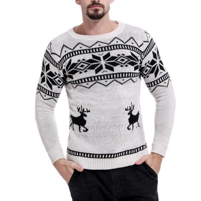 China Anti-wrinkle Mens Christmas Round Neck Thickened Mens Black And White Deer Sweater for sale