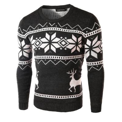 China Anti-wrinkle Fashion Design Mens Sweater Christmas Knitted Giraffe Deer Sweater for sale