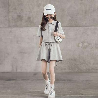 China Children's fashion college children's summer T-shirt short-sleeved shorts shorts skirt and two sets for sale