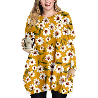 China Plus-size Women's Anti-Static Dress Manufacturer Woman Long Loose Sleeves Floral Dress for sale