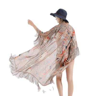 China 2021 Breathable Hot Swimwear Tie Dye Swimwear Women Chiffon Swimsuit Cover Up Beach Wear for sale