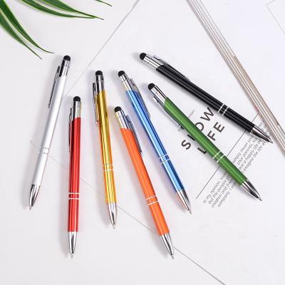 China Promotional pen 2 in 1 mobile custom metal brand pen stylus pen touch aluminum touch ballpoint pen with stylus for sale