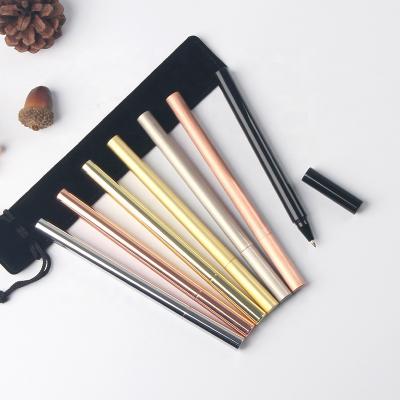 China office & School Pen Novelty Luxury Pen Gold Texture Ballpoint Pens Copper Tube Luxury Mental Round Pen for sale